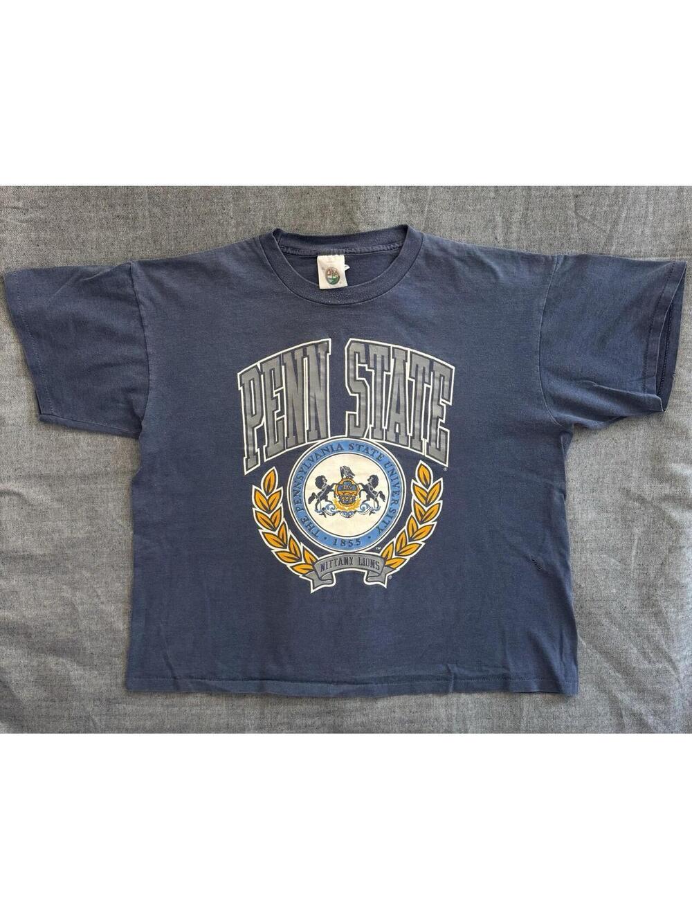 Vintage 80s 90s Penn State Nittany Lions Single Stitch XL PM Navy Blue T-Shirt